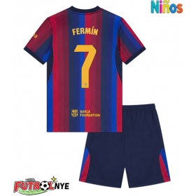 Camiseta Barcelona Fermin Lopez #7 Primera Equipación para niños 2026-27 manga corta (+ pantalones cortos)